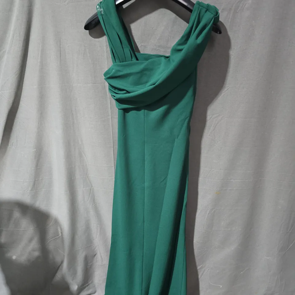  GODDIVA EMERALD GREEN DRAPED EVENING DRESS – WOMEN'S WEAR SIZE 8