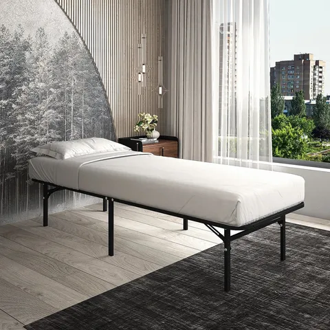 BOXED WHITE NOISE SMARTBASE FOLDABLE METAL PLATFORM BED FRAME - BLACK (1 BOX)