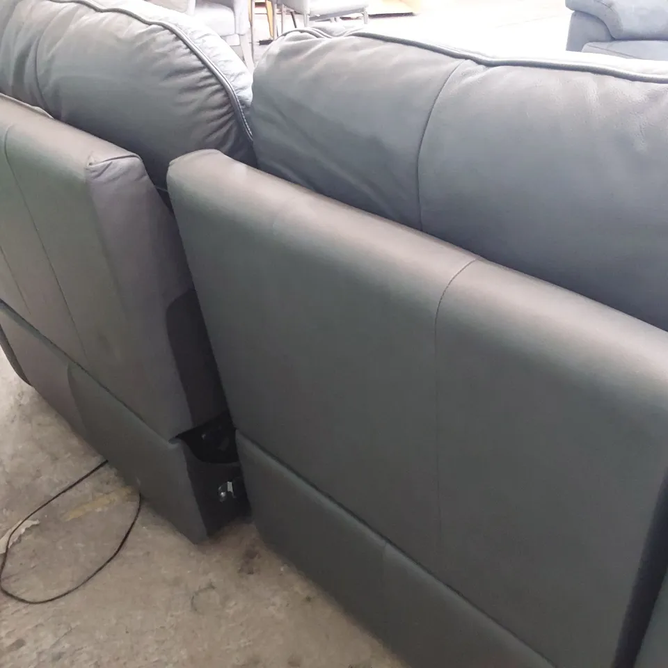 QUALITY BRITISH DESIGNER G PLAN JACKSON POWER RECLINING THREE SEATER SOFA SHORE SLATE LEATHER 