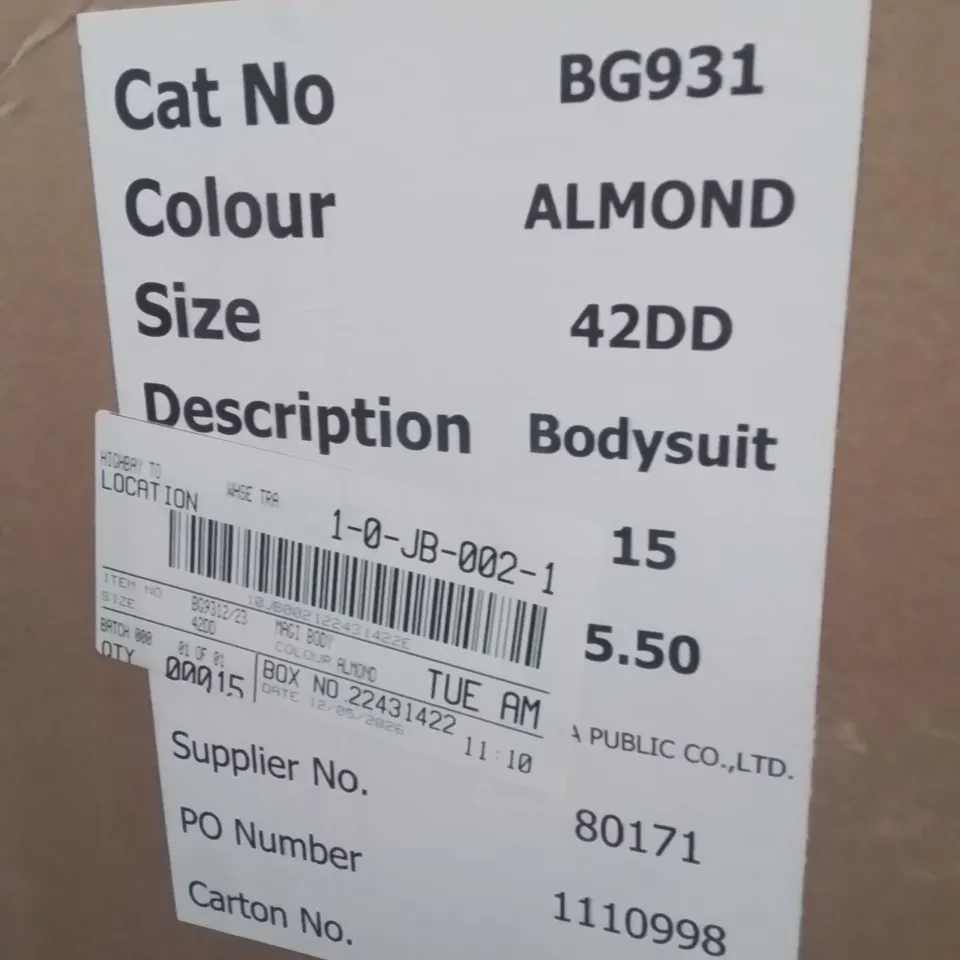 BOX CONTAINING APPROXIMATELY 15  BRAND NEW MAGISCULPT ALMOND WOMEN'S BODYSUIT 42DD