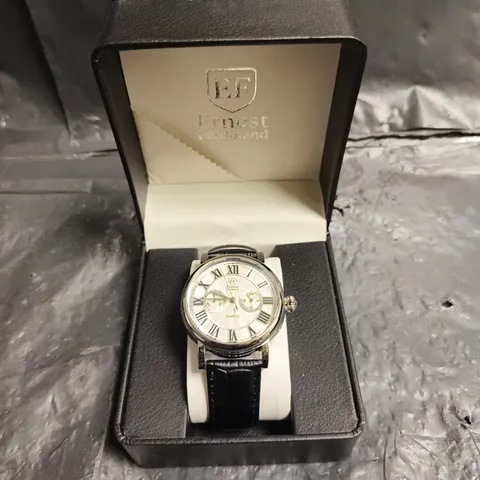 MENS ERNEST FERDINAND WATCH β FUNCTIONING SUB DIALS β LEATHER STRAP