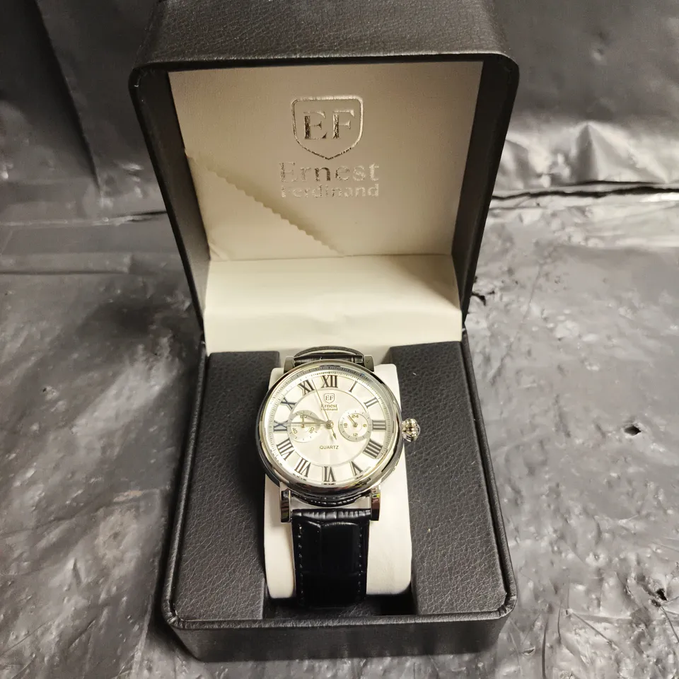MENS ERNEST FERDINAND WATCH – FUNCTIONING SUB DIALS – LEATHER STRAP