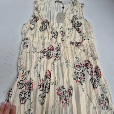 MINT VELVET CREAM PRINT CRINKLE MIDI DRESS – UK 18