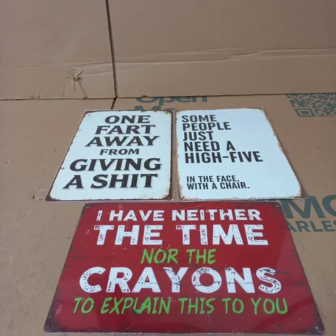 SET OF APPROXIMATELY 20 ASSORTED SIGNS