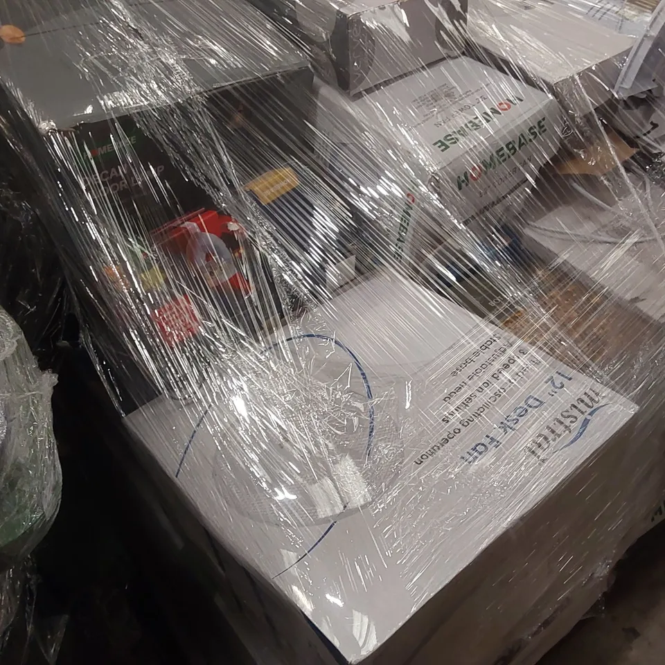 PALLET CONTAINING A LARGE ASSORTMENT OF UNCHECKED ELECTRICAL PRODUCTS INCLUDING: FANS, CEILING LIGHTS ECT