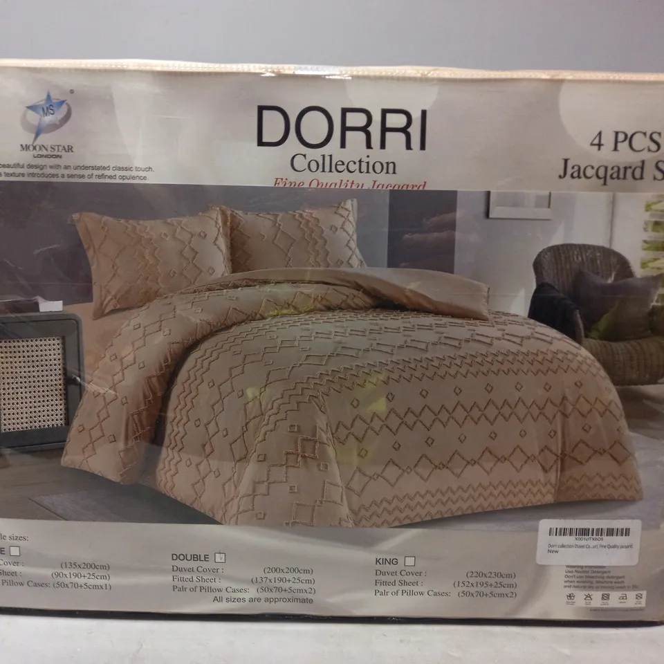 MOON STAR DORRI COLLECTION 4PC JACQUARD DUVET SET IN SAND - DOUBLE