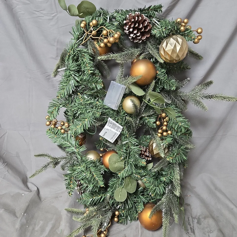 9FT COPPER AND GOLD PRE-LIT GARLAND - COLLECTION ONLY