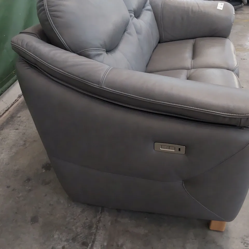 QUALITY BRITISH DESIGNER G PLAN JACKSON POWER RECLINING TWO SEATER SOFA CAPRI GREY LEATHER