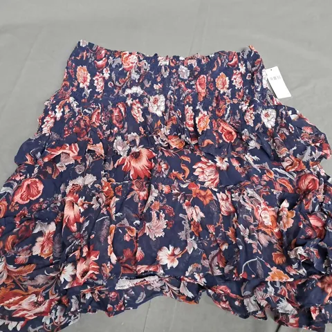 ANTHROPOLOGIE FLORAL TIERED DRESS IN NAVY MULTI - MEDIUM