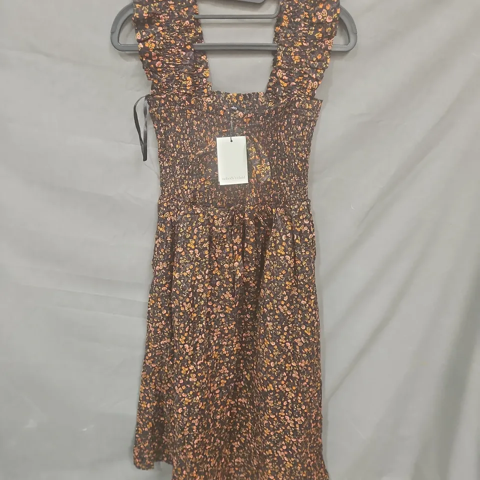 NOBODYS CHILD CHRISTINA MIDI DRESS IN BLACK FLORAL - UK 8