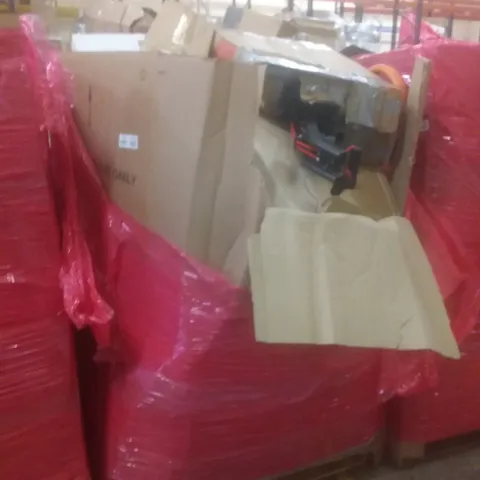 PALLET OF ASSORTED HOUSEHOLD PRODUCTS AND ITEMS, INCLUDING; EXERCISE MACHINE, BABY PLAYPEN, BOXED FURNITURE ETC
