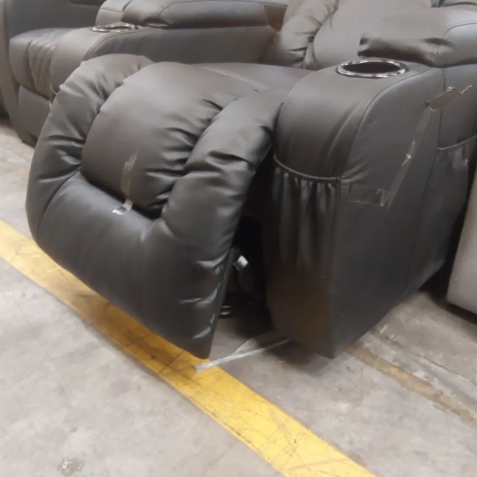 QUALITY DESIGNER FAUX LEATHER ELECTRIC RECLINING ARMCHAIR WITH CUPHOLDERS