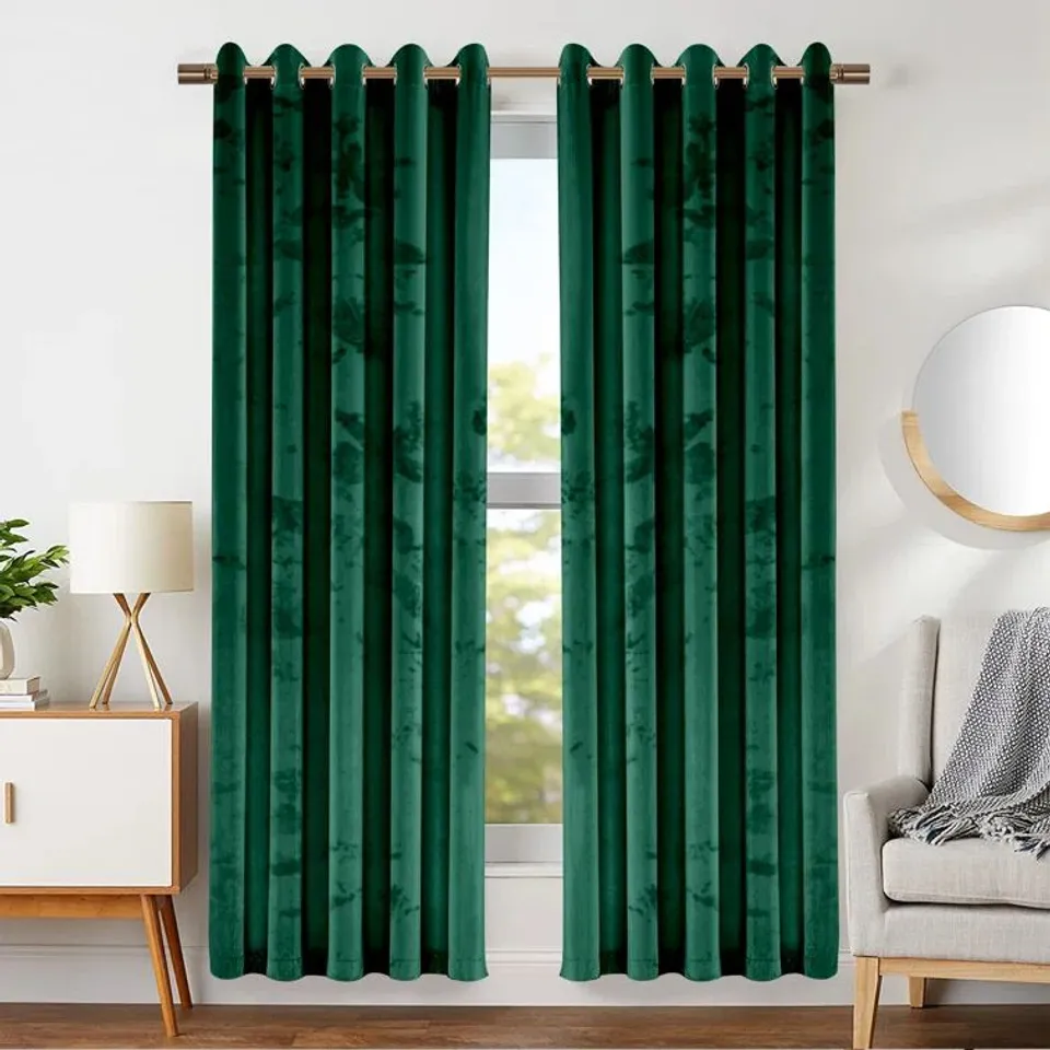 MYRON HEAVY CRUSHED VELVET EYELET CURTAINS (no size specified)