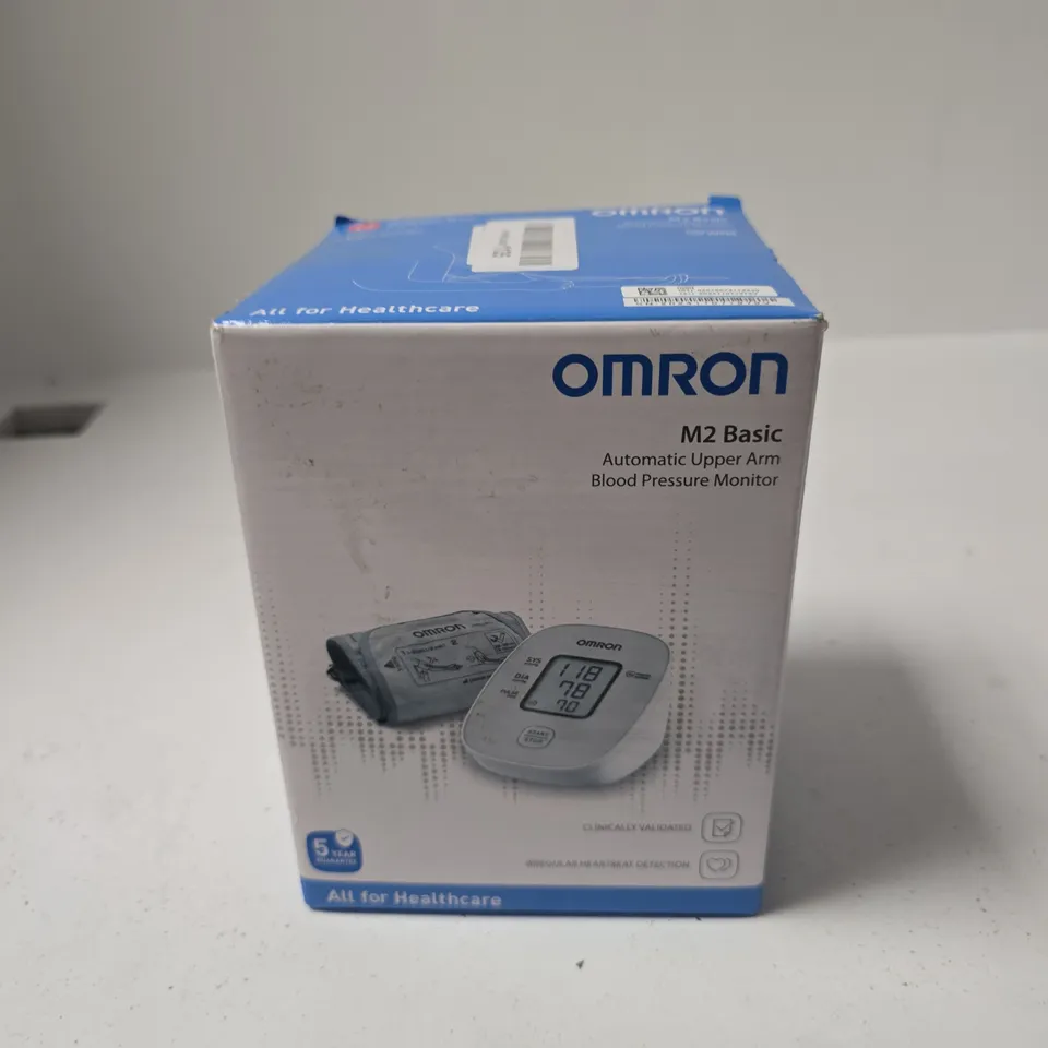 OMRON M2 BASIC AUTOMATIC UPPER ARM BLOOD PRESSURE MONITOR – BOXED