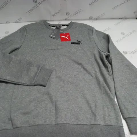 PUMA GREY ESSENTIALS CREW JUMPER - L