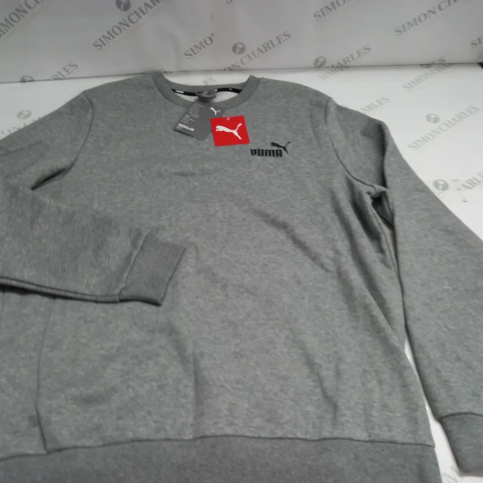PUMA GREY ESSENTIALS CREW JUMPER - L