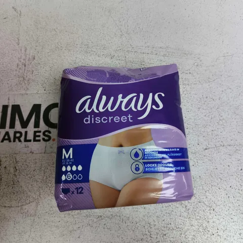 ALWAYS DISCREET INCONTINENCE PADS – SIZE M (UK 8-14) 12-PACK