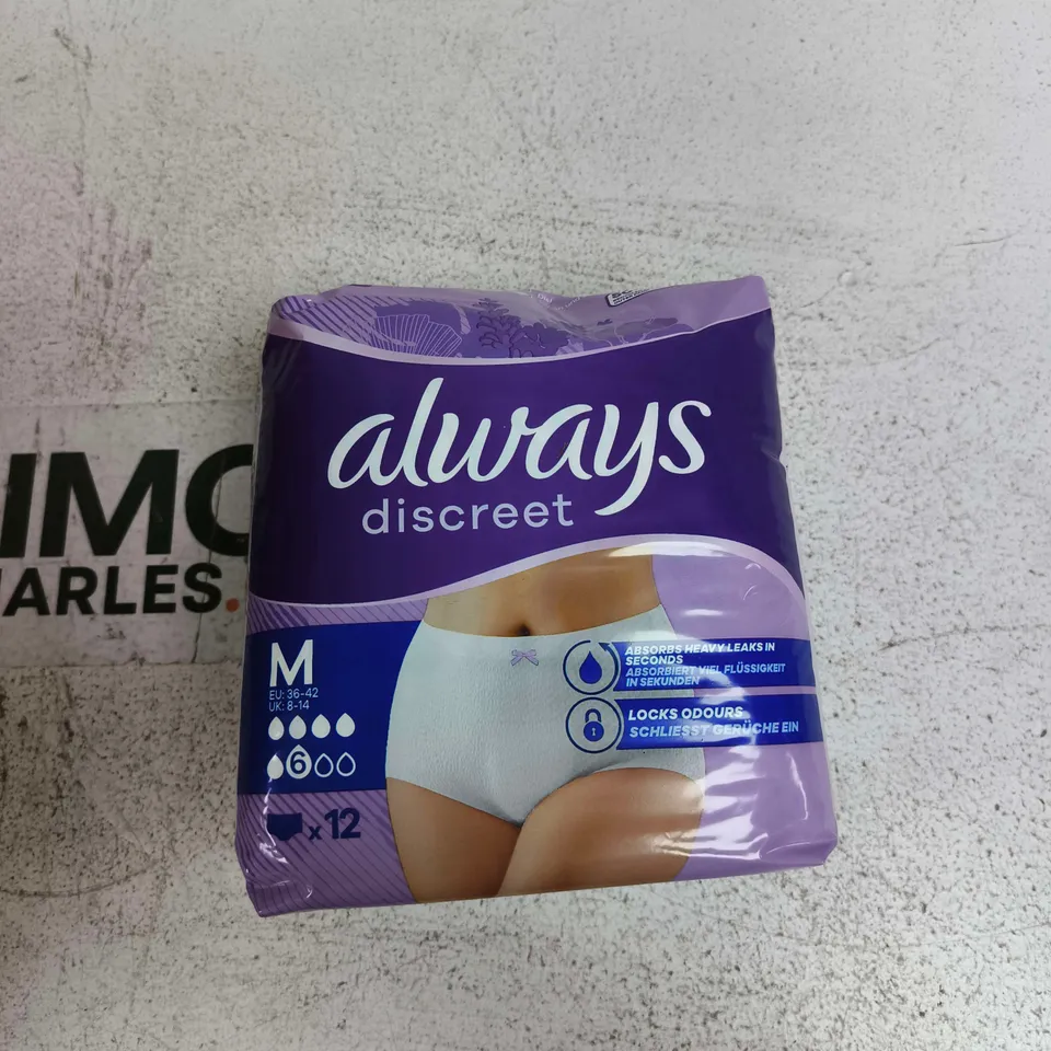 ALWAYS DISCREET INCONTINENCE PADS – SIZE M (UK 8-14) 12-PACK
