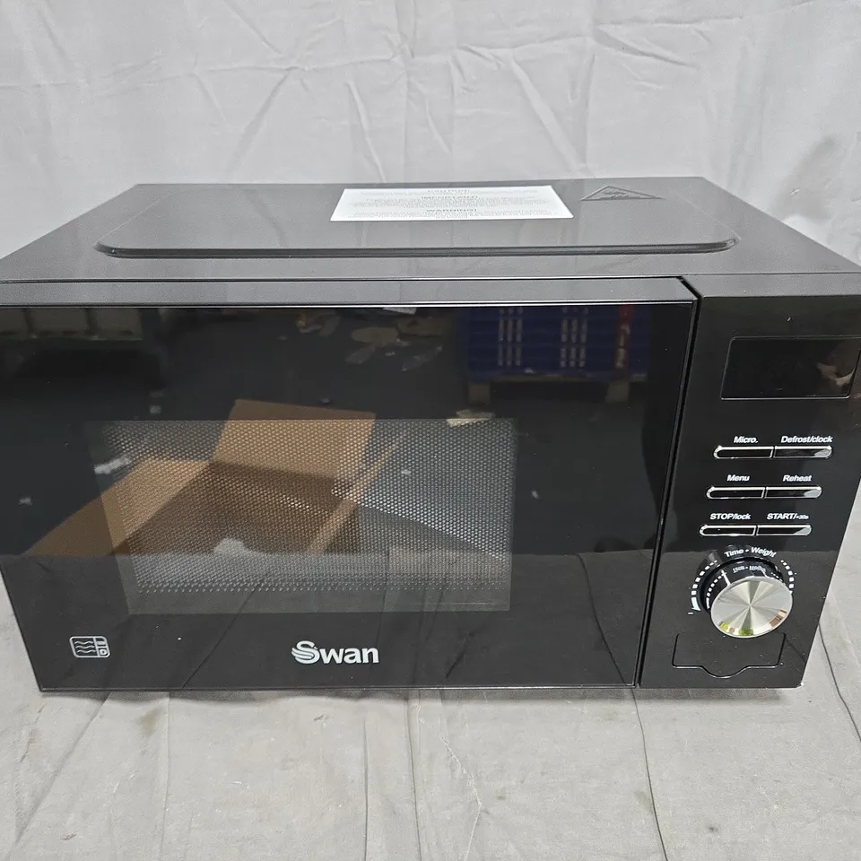 SWAN 20L 700W DIGITAL MICROWAVE IN BLACK - COLLECTION ONLY