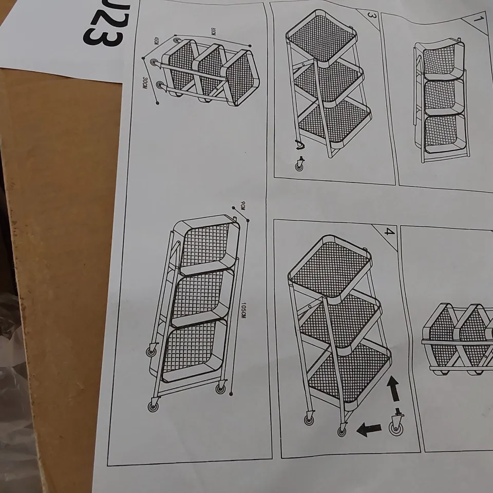 BOXED FOLDING SHELF ON WHEELS BLACK (1 BOX)
