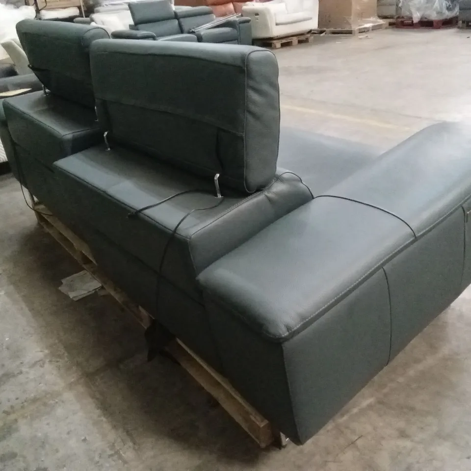 QUALITY DESIGNER 3 SEATER POWER RECLINER LEATHER SOFA - SLATE GREY