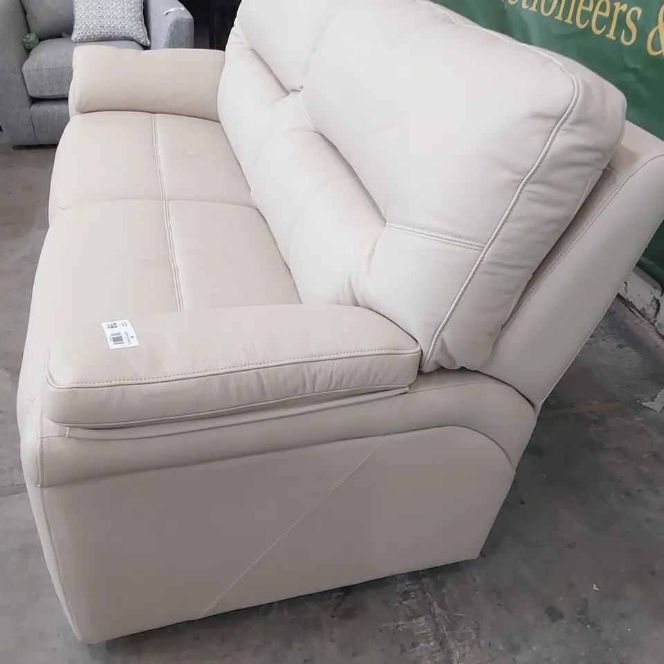 QUALITY BRITISH DESIGNER G PLAN SEATTLE THREE SEATER SOFA CAMBRIDGE STONE LEATHER 