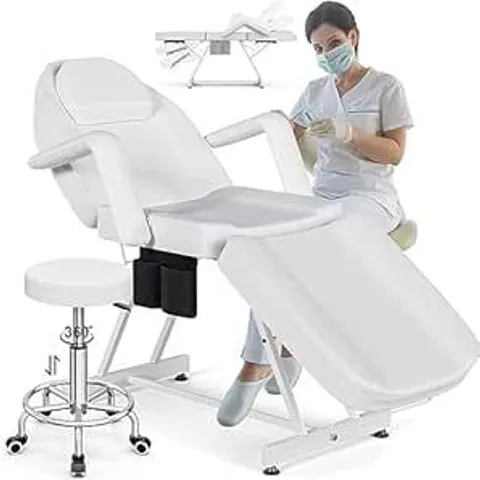 BOXED PROFESSIONAL ADJUSTABLE 3-SECTION MASSAGE TABLE WITH STORAGE SHELVES