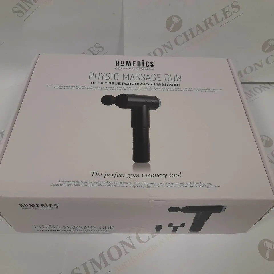 BOXED HOMEDICS PHYSIO MASSAGE GUN DEEP TISSUE PERCUSSION MASSAGER