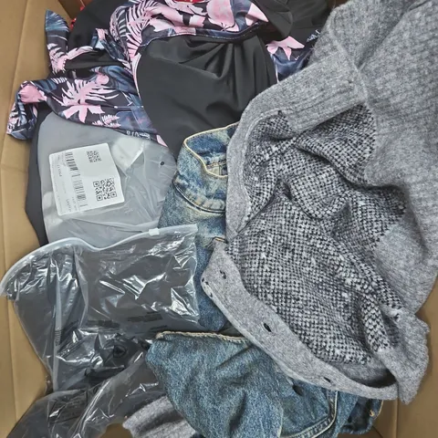 APPROXIMATELY 20 ASSORTED CLOTHING PRODUCTS IN VARIOUS STYLES & SIZES TO INCLUDE PANTS, T-SHIRTS, DRESSES ETC