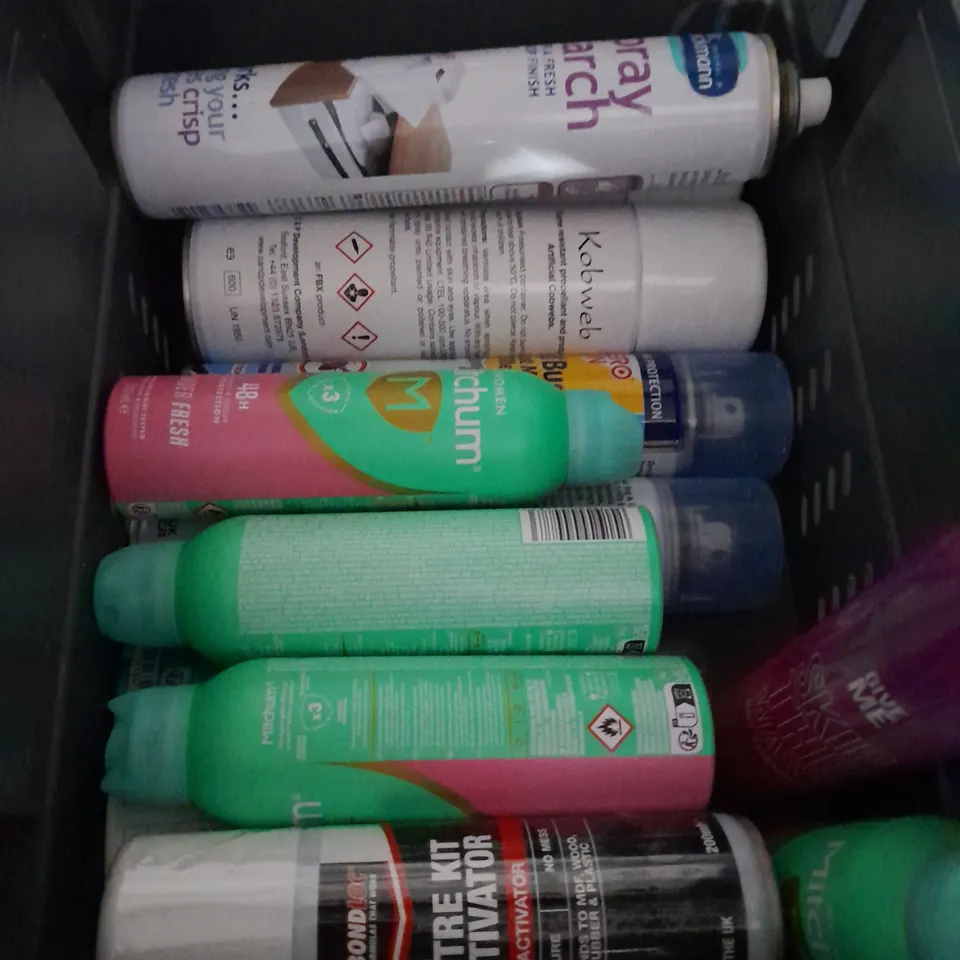 BOX OF APPROXIMATELY 15 AEROSOLS TO INCLUDE  - CRYOTAG - MINOXIDIL - RITUALS - COLLECTION ONLY 