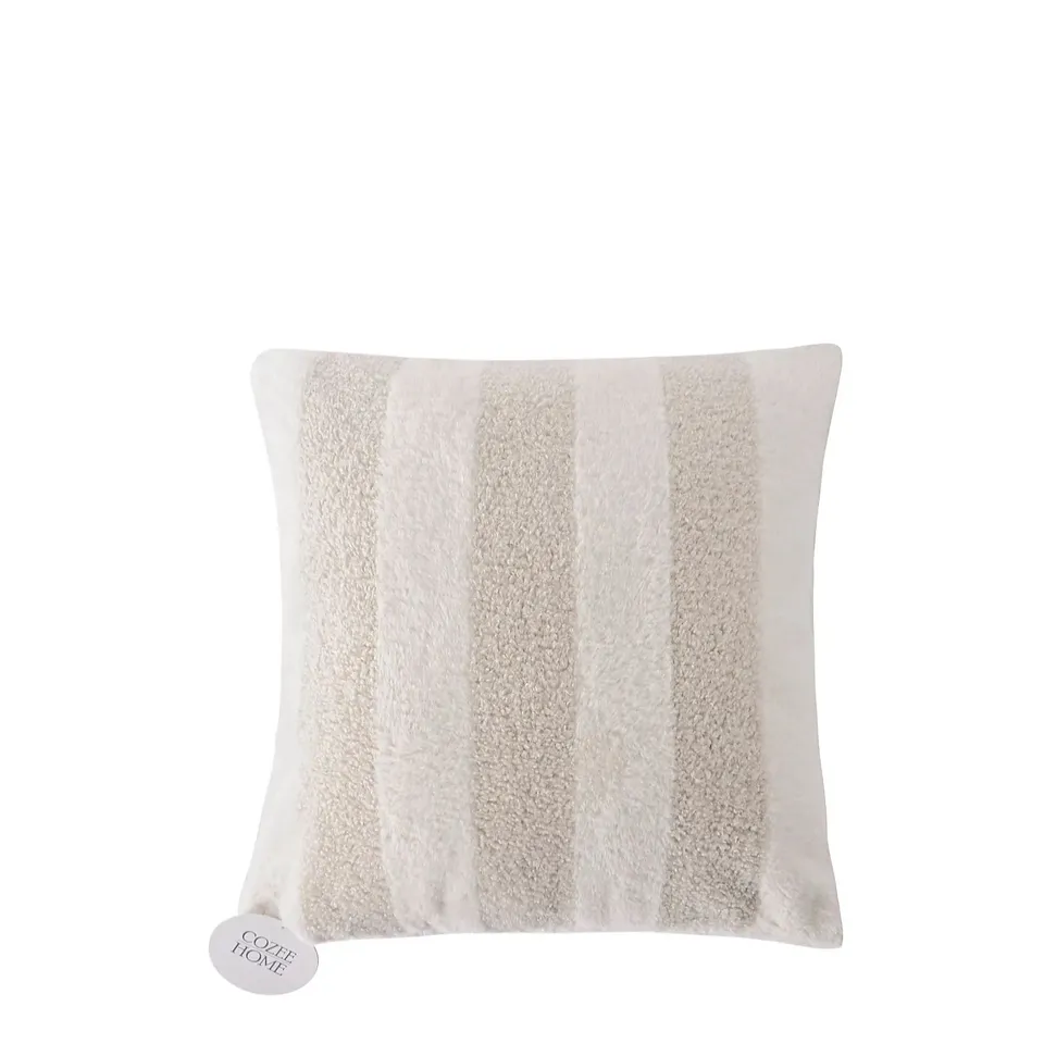 COZEE HOME TEXTURED STRIPE BOUCLE THROW AND SET OF 2 CUSHIONS
