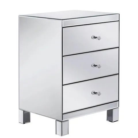 BOXED PARISIAN MIRRORED 3 DRAWER READY ASSEMBLED BEDSIDE CHEST - COLLECTION ONLY