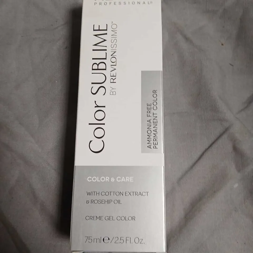 BOX OF APPROXIMATELY 12 REVLON PROFESSIONAL COLOR SUBLIME HAIR COLOUR CREME GEL – AMMONIA FREE PERMANENT COLOR, 75 ML-NO EXPIRY DATE SHOWN 