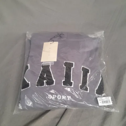 BAGGED KAIIA SPORT OVERSIZED LOGO HOODIE IN CHARCOAL GREY SIZE 8