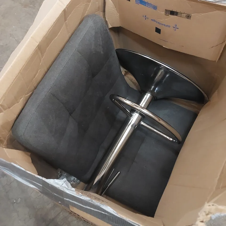 BOXED GREY FABRIC UPHOLSTERED BAR STOOL 