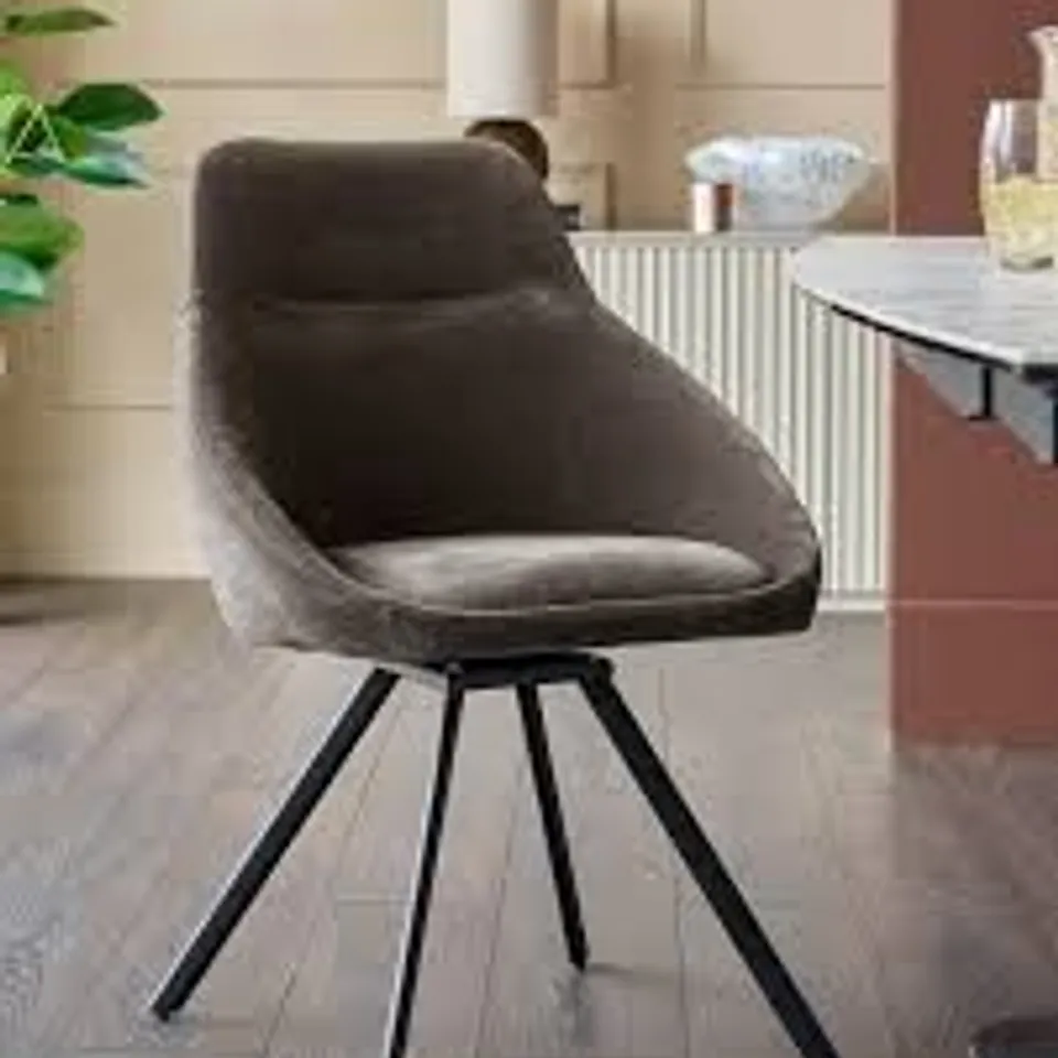 BOXED DANETTI CLEO MOCHA CHENILLE SWIVEL DINING CHAIR