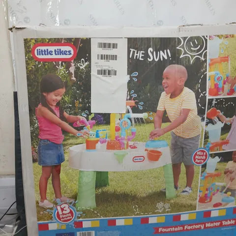 BOXED LITTLE TIKES FOUNTAIN FACTORY WATER TABLE