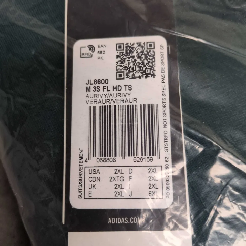 ADIDAS MENS 3 STRIPE FLEECE HOODED TRACKSUIT IN GREEN SIZE 2XL