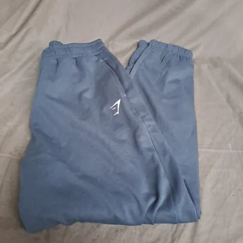 GYMSHARK LOGO CUFFED JOGGERS IN BLUE SIZE L