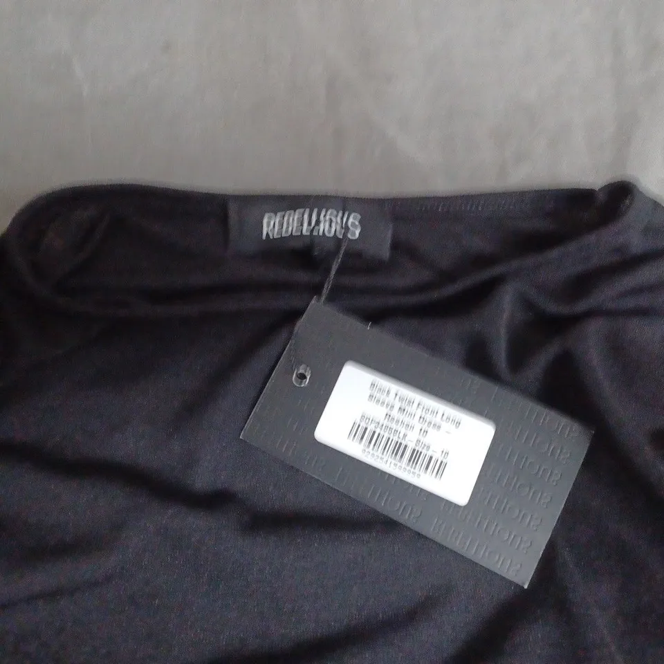 REBELLIOUS BLACK RUCHED LONG-SLEEVE DRESS – WOMEN'S (BRAND TAG ATTACHED) SIZE 10