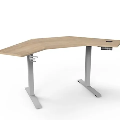 BOXED GINO CORNER SIT STAND SMART DESK - ASH (1 BOX)