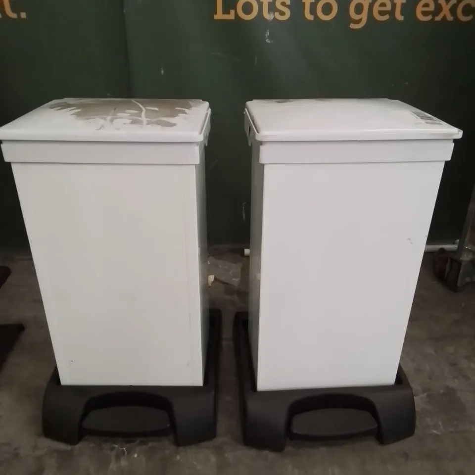 TWO METAL PEDAL BIN WHITE