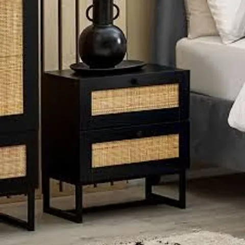 BOXED 2 DRAWER BEDSIDE TABLE - BLACK (1 BOX)
