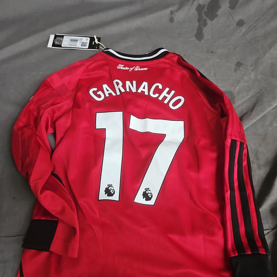 MANCHESTER UNITED FC PERSONALISED JERSEY – UK 7-8Y - GARNACHO 17