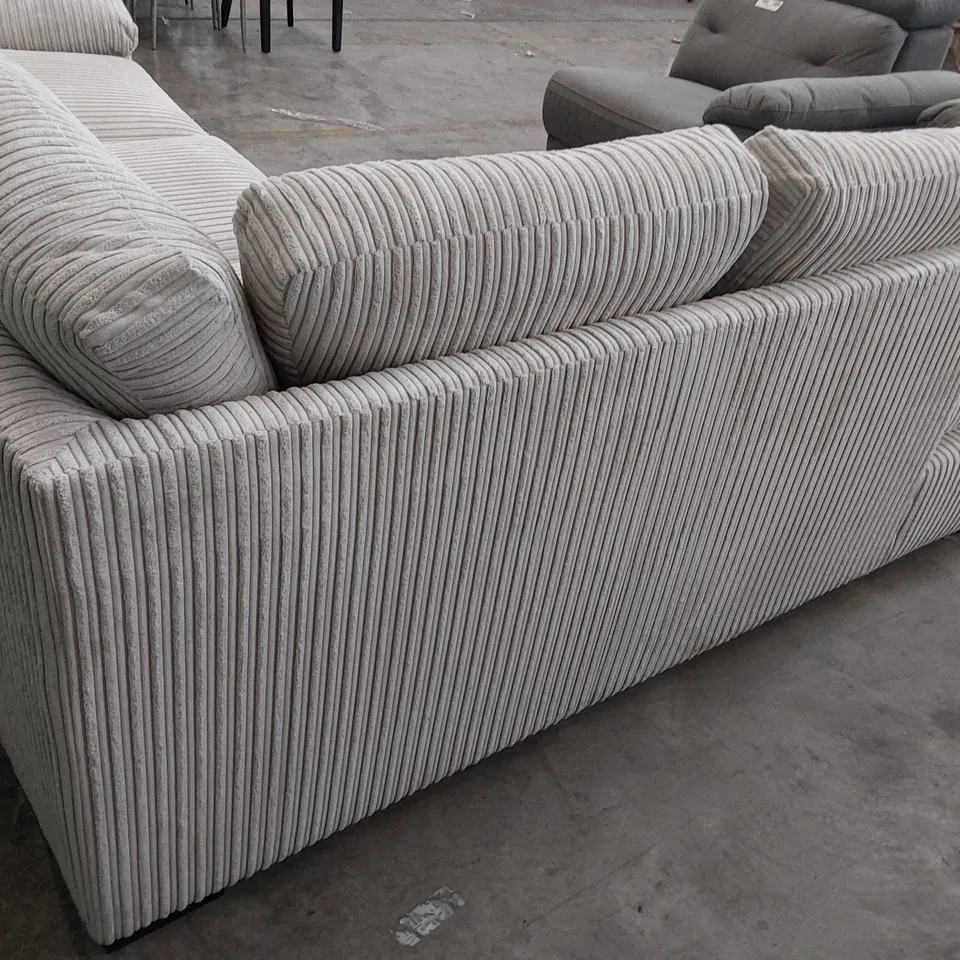 DESIGNER CHAISE SOFA LIGHT GREY JUMBO CHORD 