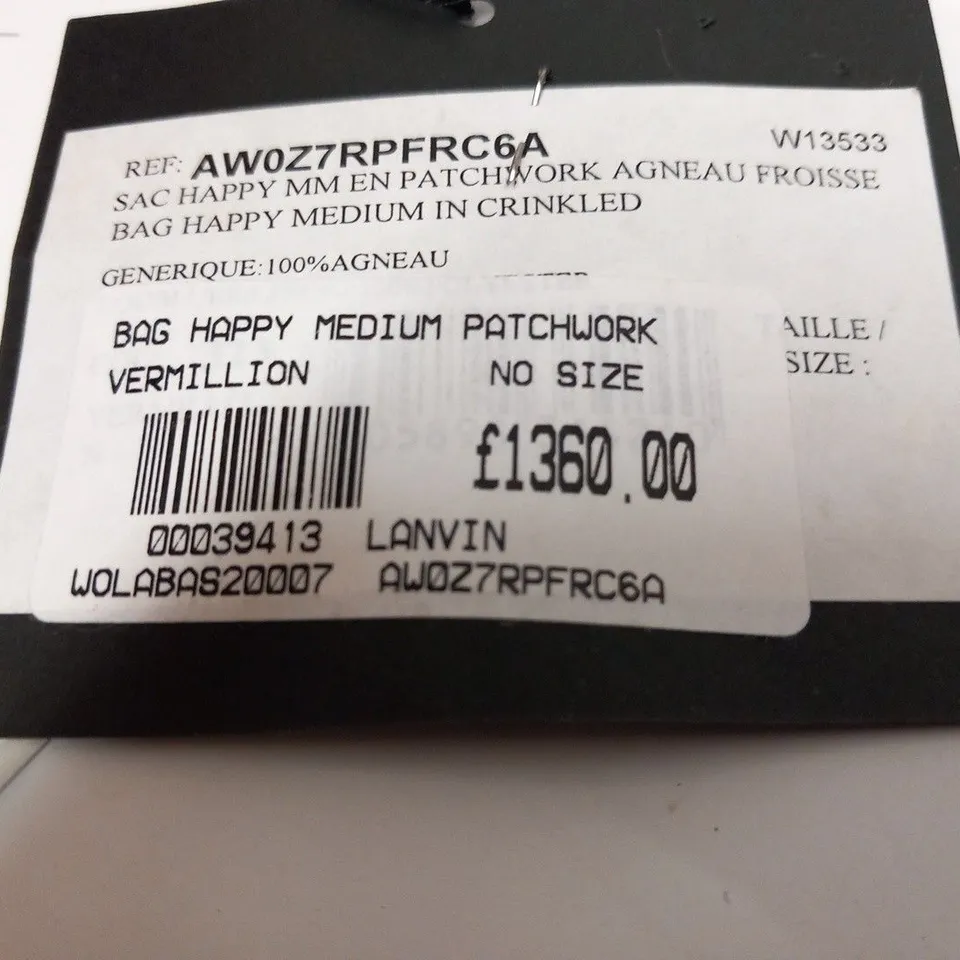 LANVIN PARIS BAG HAPPY MEDIUM PATCHWORK VERMILLION 