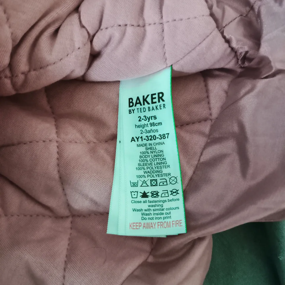 BAKER BY TED BAKER PINK QUILTED PUFFER JACKET - 2-3 YEARS (UK 2-3)