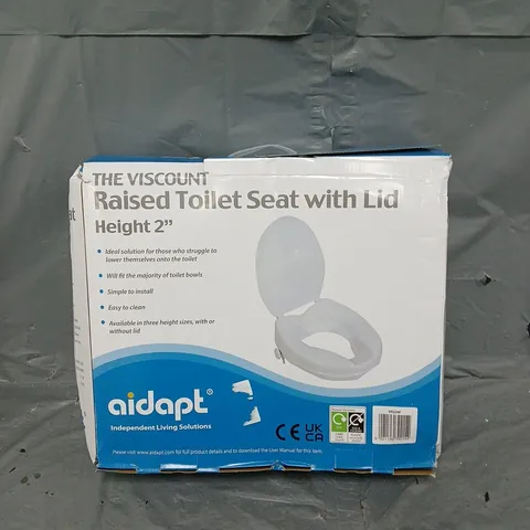 BOXED VISCOUNT RAISED TOILET SEAT WITH LID 2"