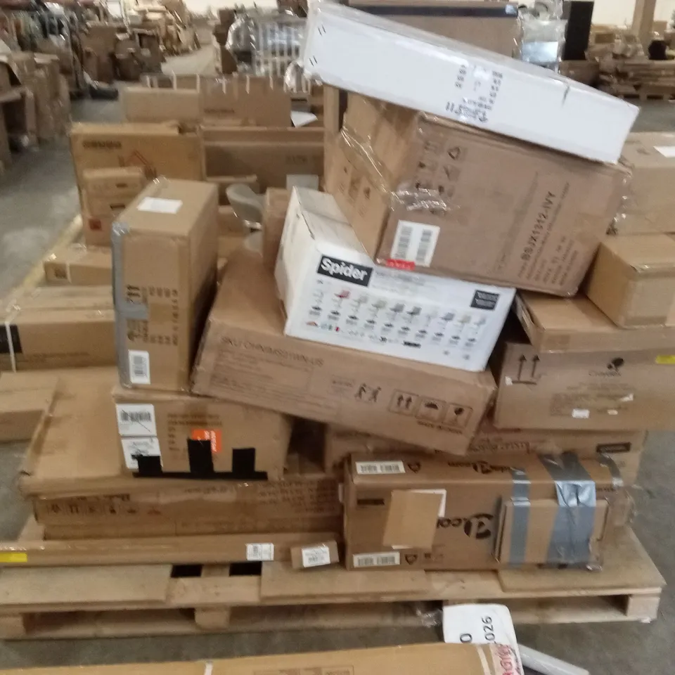 PALLET OF ASSORTED FURNITURE AND INCOMPLETE FURNITURE PARTS ETC
