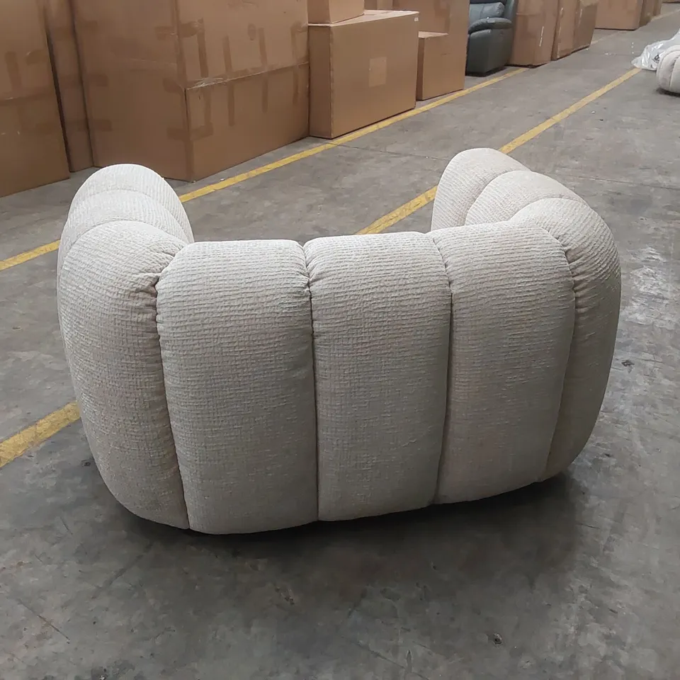 QUALITY DESIGNER BELLE SNUGGLER CHAIR IN GLAM BLOCK FABRIC - NATURAL